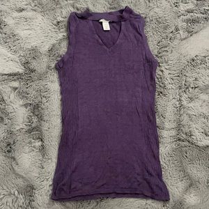 WHBM Sleeveless Purple Jacquard Sweater Top